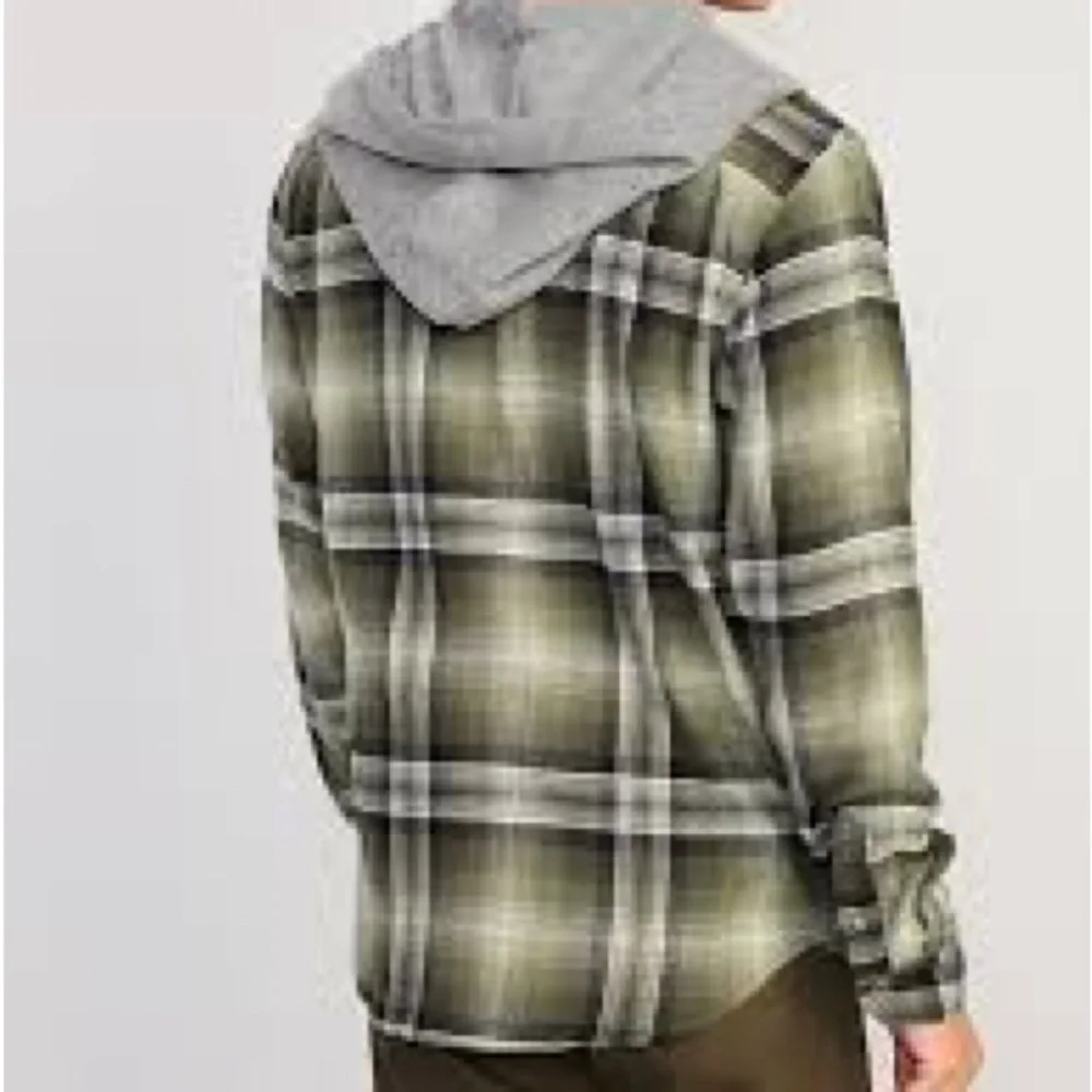 Old Navy Plaid Hooded Flannel Shacket Shirt Jacket Size Extra Large XL